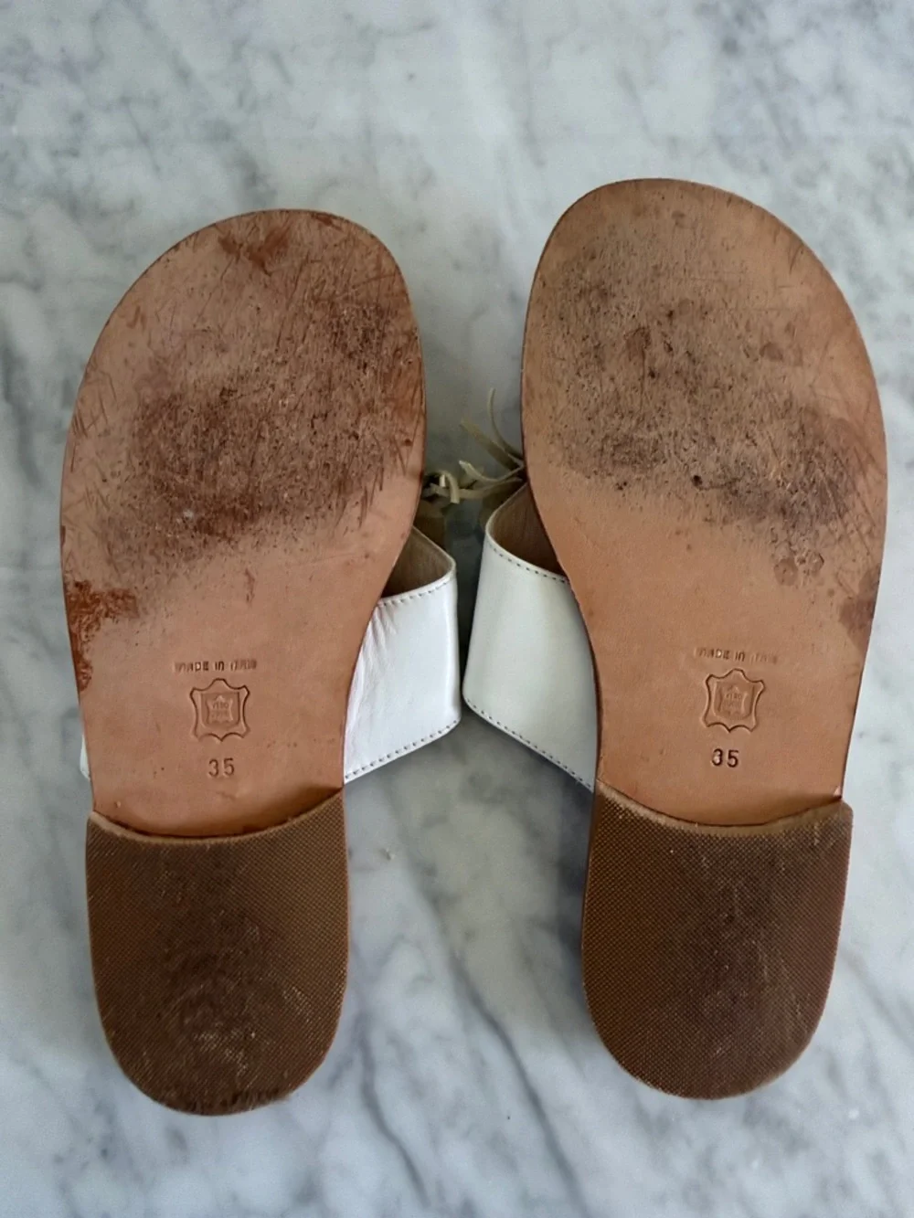 Gallucci White Slides with Blue Floral Applique
